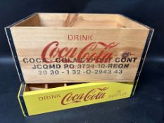 Two reproduction 24-division Coca-Cola wooden drinks bottle crates, divides detachable.