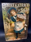 A Borax Extract of Soap hanging shop showcard advertisement with image to one side and text to the