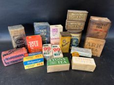 A quantity of food packaging including Lyons Tea, Ridgways Tea, Coop 99 Tea, Choicest Tea, Ark