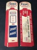 Two fabulous Esso Extra dealer advertising bookmarks depicting petrol pumps in Esso Extra livery for