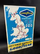 An early 1970s Goodyear tyres Motorways Chart giving approx mileage between centres using