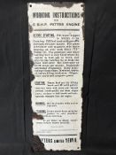 A Petters Limited of Yeovil enamel advertising sign with working instructions for the 5 B.H.P.