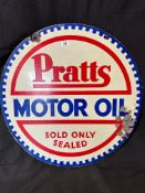 A Pratts Motor Oil circular double sided enamel hanging advertising sign, dated Sept. 1930, 25 3/