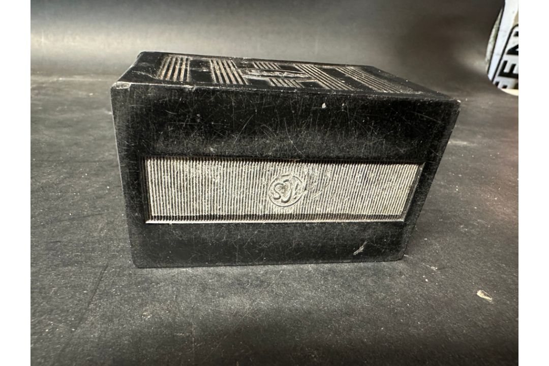 An Exide Batteries novelty ashtray with hinged lid and matchstriker to base, damage to one side - Image 5 of 6