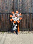 A S.A.V.E. The Tiger Esso hardboard rosette with ribbons (repair/support to back see images).