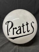 A reproduction glass globe with Pratts livery.