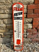 A FRAM Filter Service painted tin advertising thermometer, 8 x 39