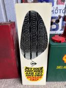A Dunlop (tyres) Grip (footprint) hardboard advertising sign, 16 x 48