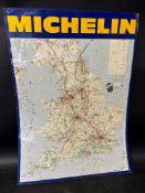 A Michelin tyres aluminium road map reproduced from map 986-1975 edition, 24 3/4 x 34
