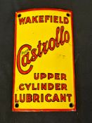 A Wakefield Castrollo Upper Cylinder Lubricant enamel curved cabinet sign/plaque, 7 x 4 1/4