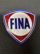 A large Fina enamel cap badge by Toye & Co. London, 5 1/4 x 5 1/4cm.