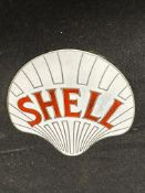 A Shell enamel cap badge by J.R. Gaunt, 2 x 2