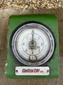 A Castrol oil dispensing monitor gauge.