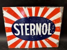 A Sternol double sided enamel advertising sign with hanging flange, 22 x 17