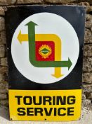 A rare Burmah-Shell 'Touring Service' double sided enamel advertising sign, 24 x 36