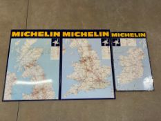 A good set of three 1980 Michelin tyres aluminium road maps spanning the UK roads, each reproduced