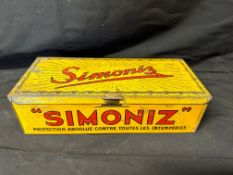 A Simoniz (translates Protection against all weathers) French tin, 11 x 4 3/4 x 3