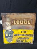 A Lodge Spark Plug tin advertising sign, 14 x 14