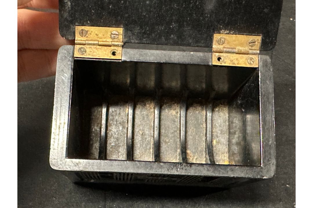 An Exide Batteries novelty ashtray with hinged lid and matchstriker to base, damage to one side - Image 4 of 6