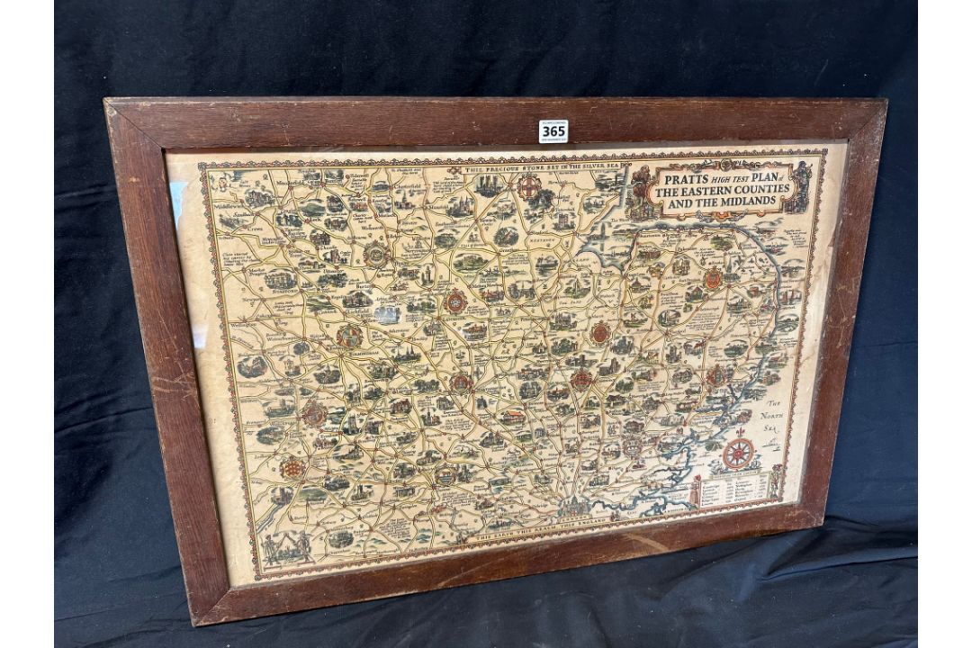 A Pratts Plan of The East Counties and The Midlands, framed and glazed, 32 1/2 x 22 1/2" overall. - Image 1 of 3