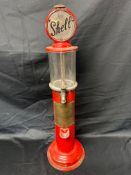 A 1930s Shell British Fillalita (lighter fuel) petrol pump shaped 1d penny slot-at-side vending