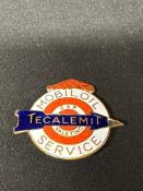 A Mobiloil Tecalemit Car Valeting Service enamel badge by Butler B'Ham, small part of enamel missing