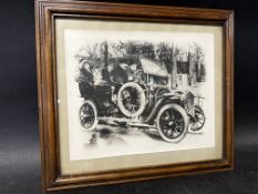 A photograph of an outing in a vintage Rolls-Royce, framed and glazed, 15 1/2 x 13 3/4