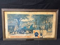 A Pabst Blue Ribbon advertising showcard in original wooden frame depicting an Edwardian scene of