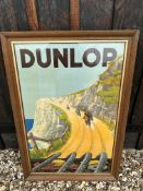 A Dunlop Motor Cycle Tube Tyres original chrono lithograph in good condition, 22 3/4 x 23