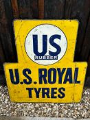 A US Rubber U.S. Royal Tyres aluminium advertising sign, 28 x 31 1/2