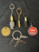 A selection of spark plug related key fobs including NGK, KLG, Lodge, Sphinx etc.