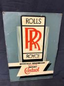 An extremely rare Rolls Royce tin advertising sign with Wakefield Castrol recommendation, brass