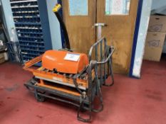 Steel trolley with scissor lift roller table