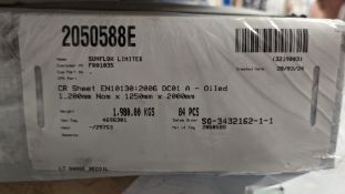 Single pallet of 1.2mm x 1.25m x 2m sheet steel stock