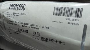 Single pallet of 0.6mm x 1.25m x 2m sheet steel stock