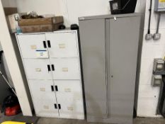(2) various style personel lockers and workshop cupboard