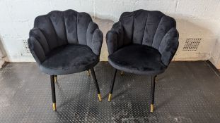 (2) Black velvet effect padded chairs