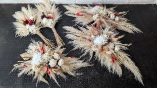 Dried flower arrangements including: