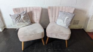 (2) Pink velvet effect padded chairs