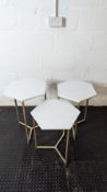 Set of three marble effect top side tables