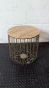 Small wooden top metal frame side table