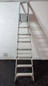 Seven rung aluminium step ladder