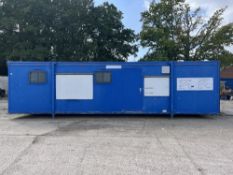 32' x 12' approx. Jack legged cabin internal layout office/washroom, toilet