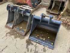 Six various excavator buckets