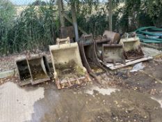 Quantity of various excavator buckets