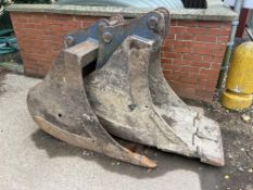Two various excavator buckets