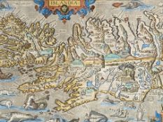Framed and glazed lithographic print map