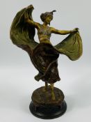 Franz Xaver Bergmann, Vienna, a patinated and cold painted bronze figure of an exotic dancer