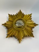 Early 20th century giltwood sunburst clock