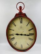 Painted wall clock in the form of a pocket watch